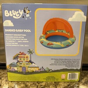 Bluey Shaded Baby Pool 39 Inch Inflatable Water Play Outdoor Summer Toy NIB